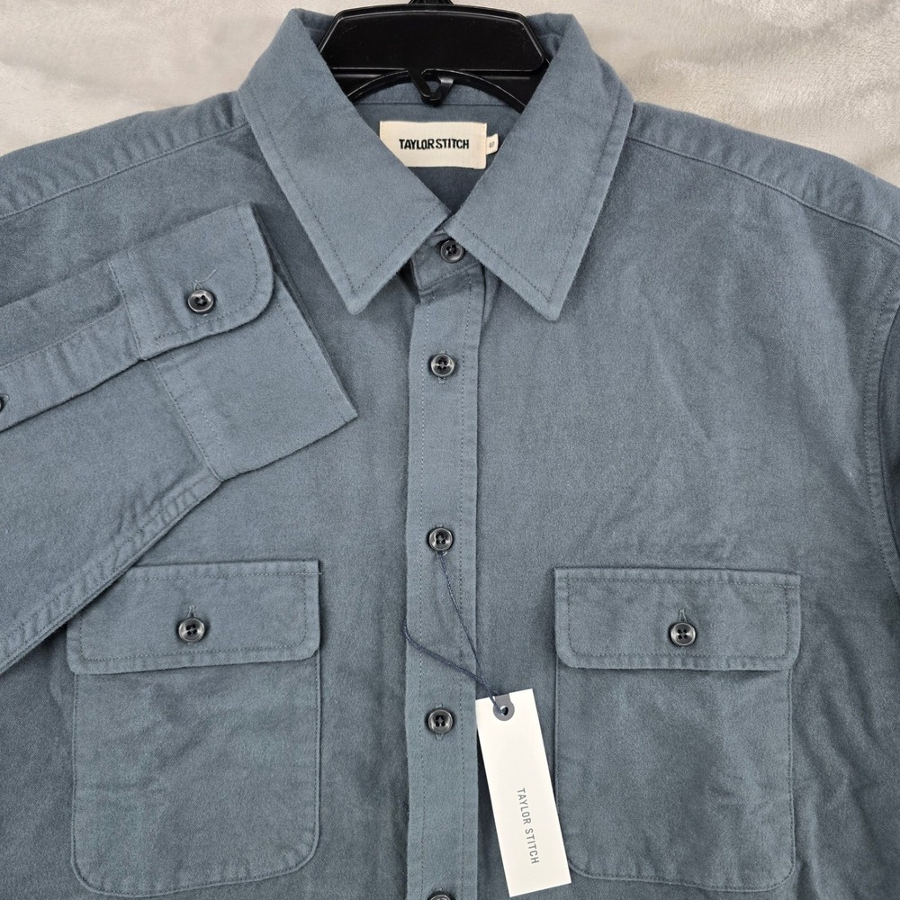 Taylor Stitch Yosemite Shirt Mens 40 Slate Blue Organic Cotton Flannel NEW